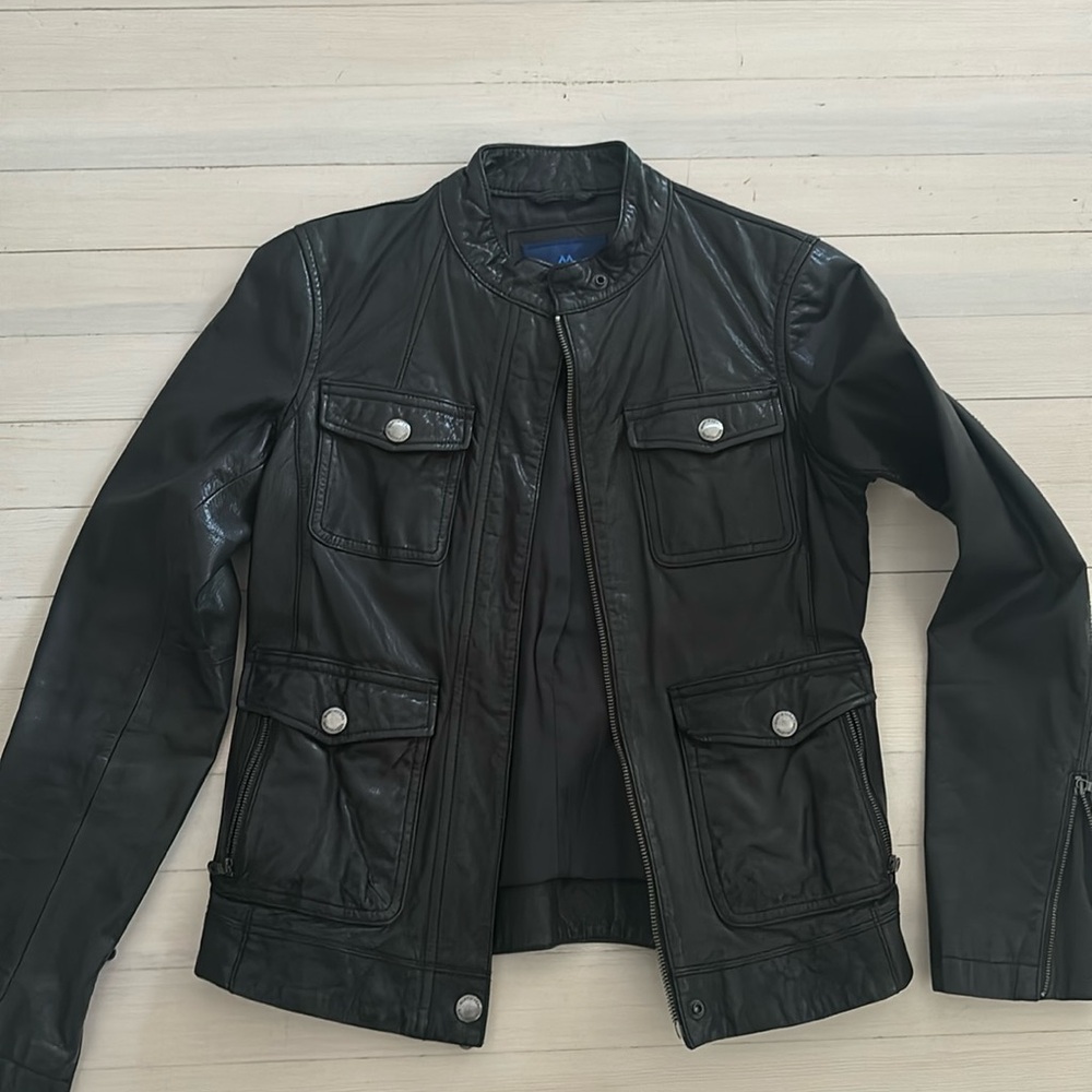 Martin + OSA leather womens black bomber size small worn once -tag inside cut